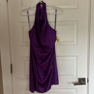 GB Girls Purple Ruched Halter Mini Dress